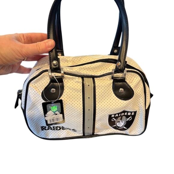 Raiders NFL Women's Black Bowler Handbag Football Purse - Picture 1 of 7